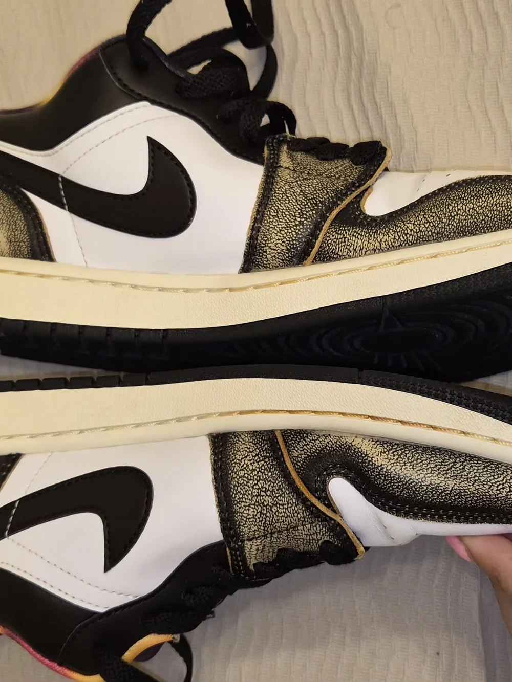 Nike Low Top Sneakers in White, Black & Gold Accent